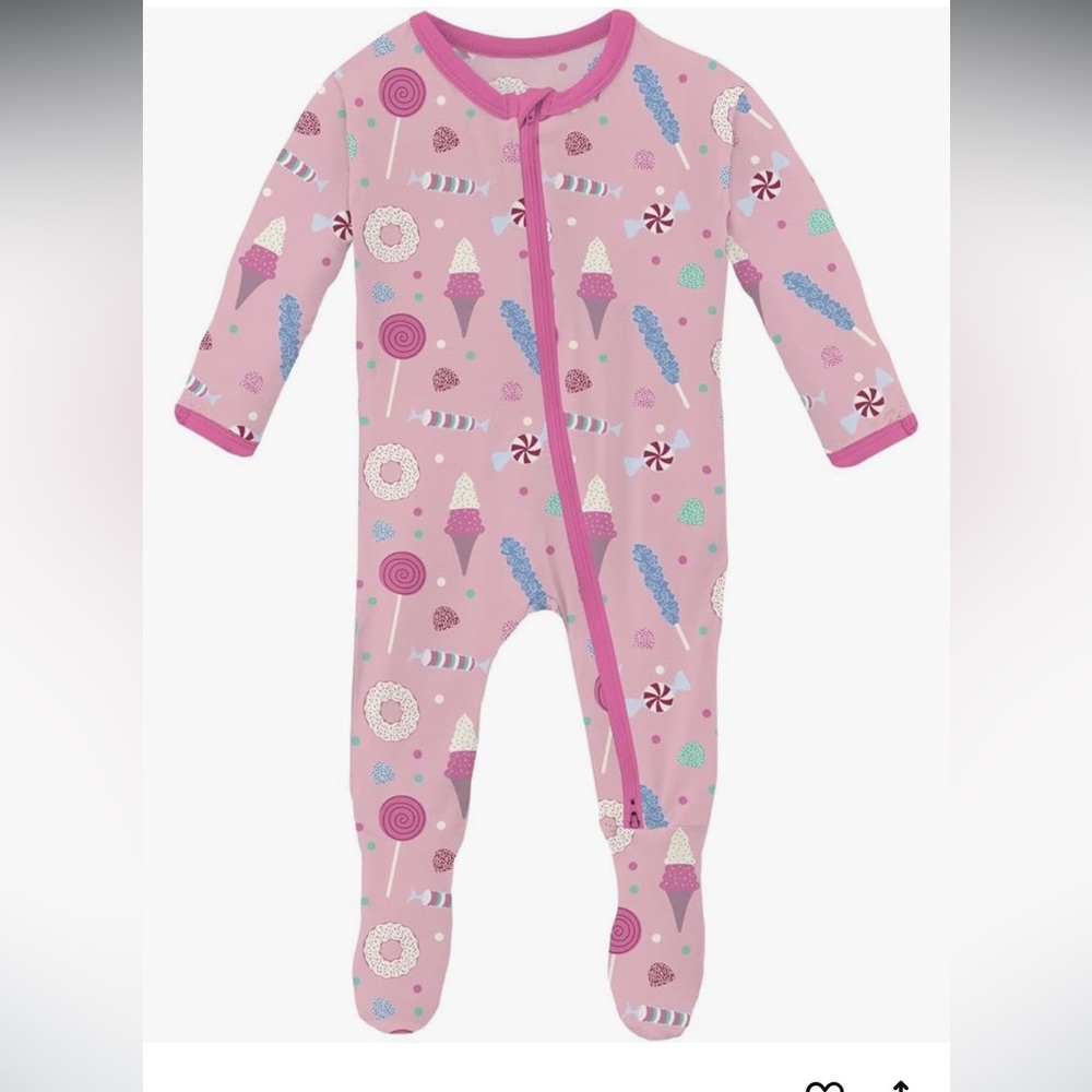 Kickee Pants Pink Cake Pop Candy Dreams One Piece Footie Pajamas 6-12 Months